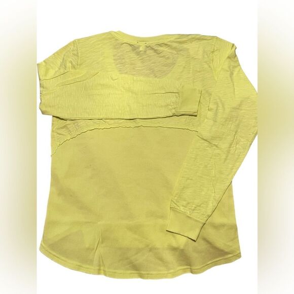NWT Bobi Lemon Raw Edge Seam Long Neck Tee Size L - Picture 2 of 3